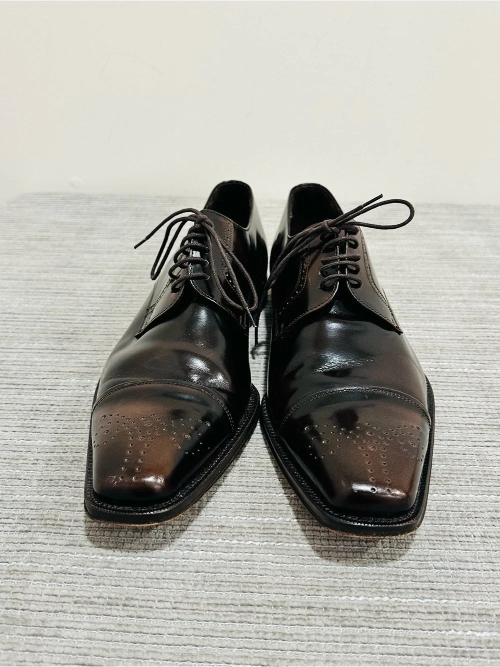 Mezlan Men’s Size 7,5 French Toe Classic Brown Leather Oxford Dress Shoes